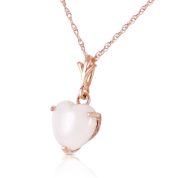 SOLID GOLD NECKLACE WITH NATURAL HEART OPAL